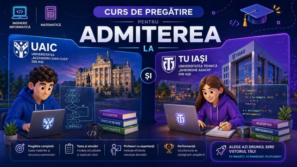 Curs Pregătire Examen Admitere UAIC si TU Iasi – Informatică (2026)